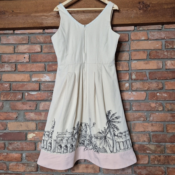 Tristan & Iseut Artistic Border Print Dress Size 14 (Fits 10-12) Lined Romantic - Picture 6 of 9